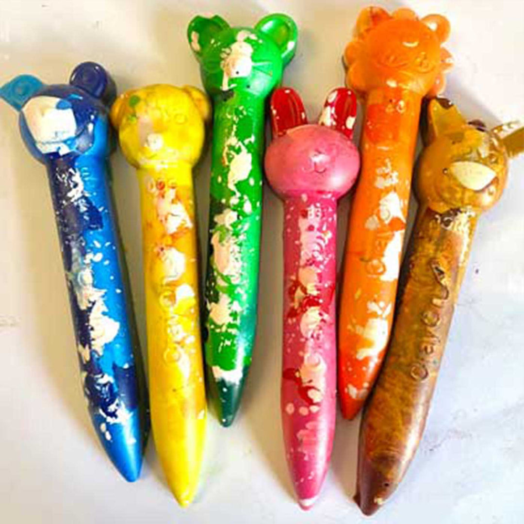 Handmade Non-Toxic Animal Stick Marbled Crayons