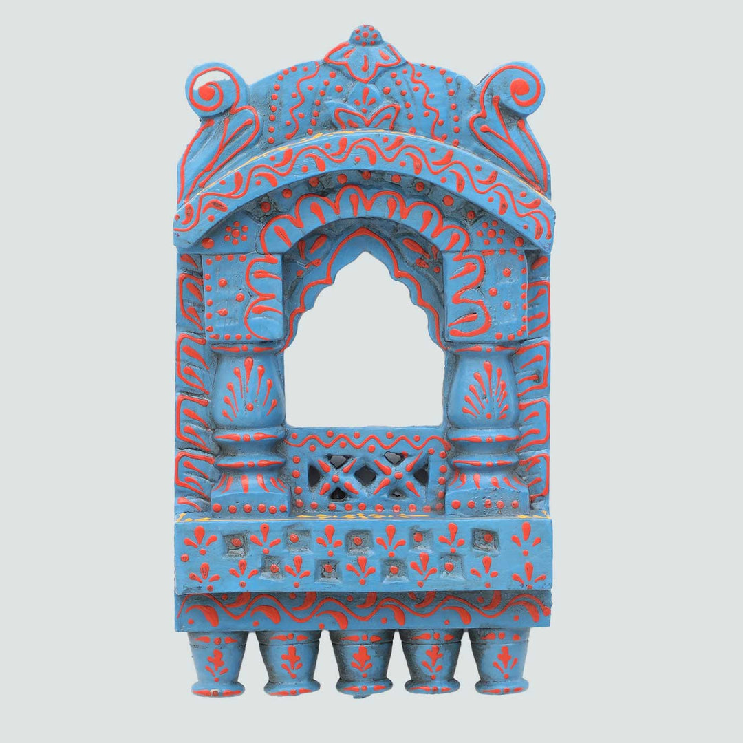 Handmade Traditional Light Blue Wooden Jharokha