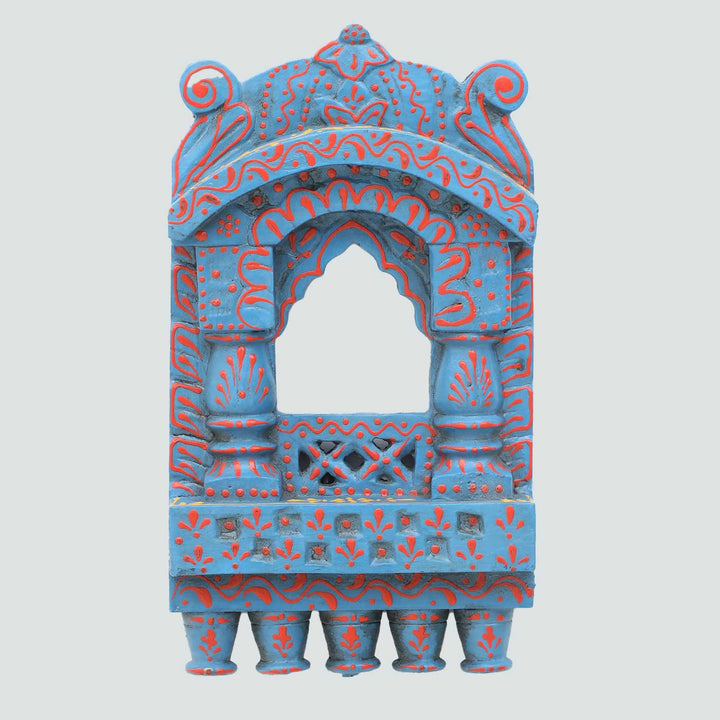 Handmade Traditional Light Blue Wooden Jharokha