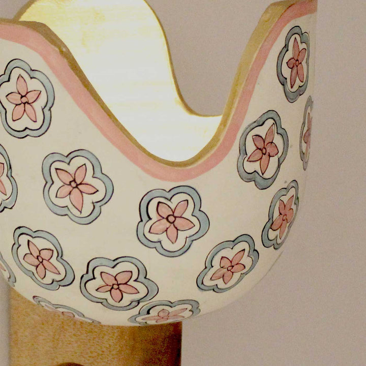 Handmade Fancy Floral Pattern Terracotta Wall Lamp