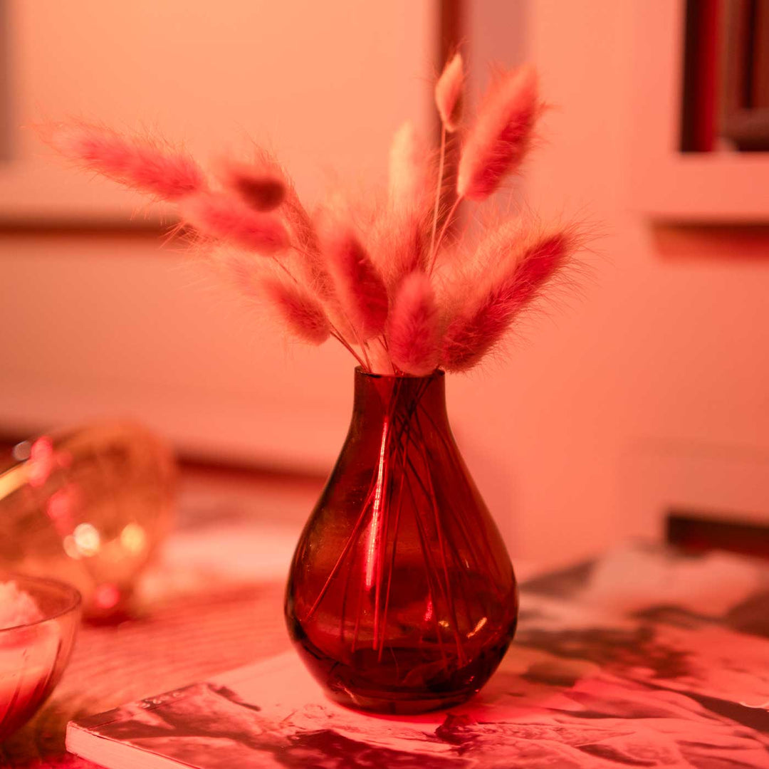 Rustic Charm Glass Vase With Dried Flower Bunch