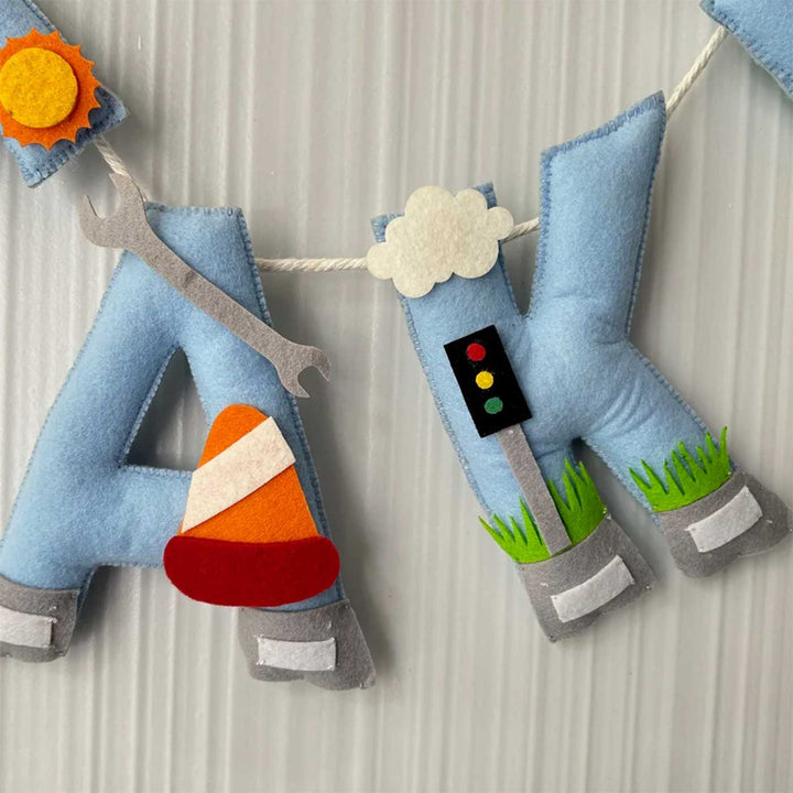 Personalized Road Building Felt Bunting / Garland For Kids