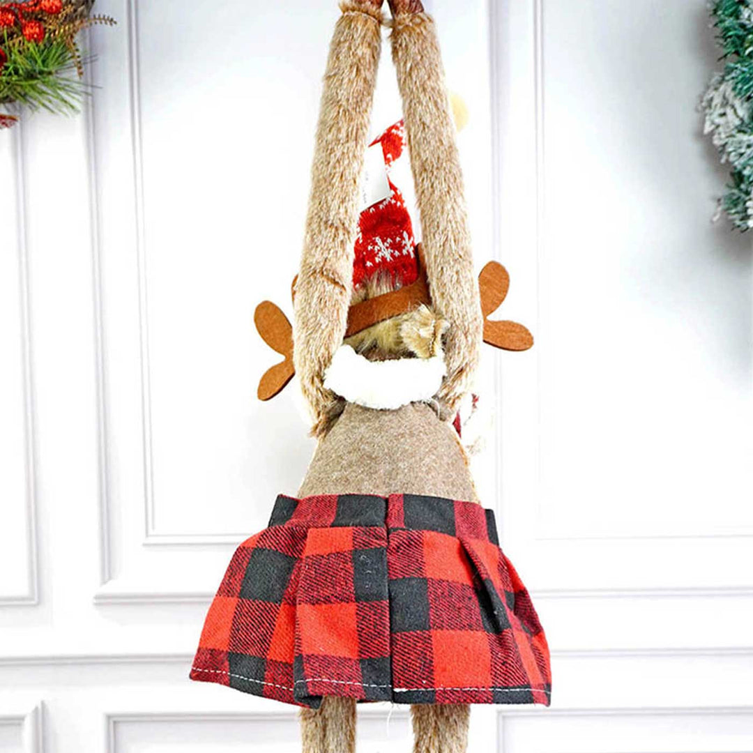 Striped Frock Reindeer Door Hanger Woolen Decor For Christmas Table Decoration