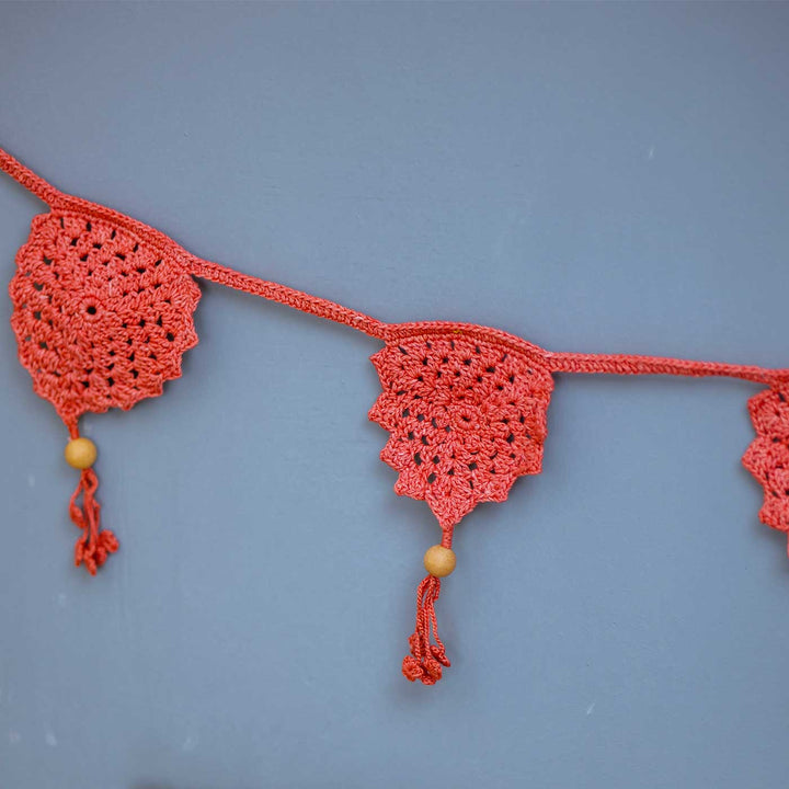 Handmade Crochet Rust Red Bird Boho Cotton Bunting