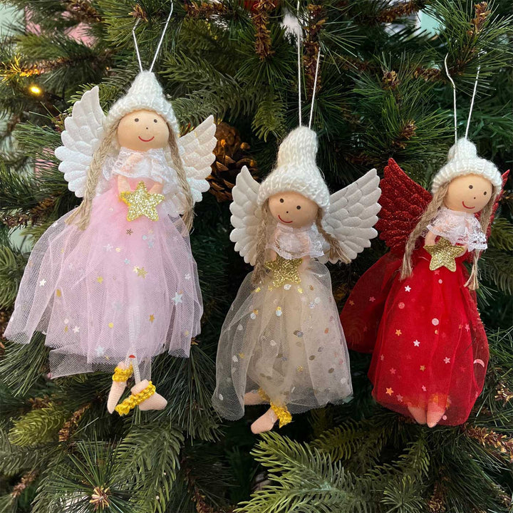 Handmade Soft Angel Wings Ornaments For Christmas Tree Decoration | Set Of 3