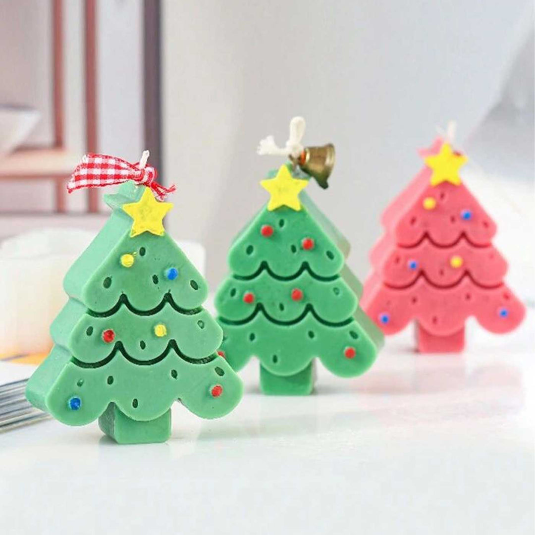 Handmade Tree Small Scented Soy Wax Candle For Christmas Decoration | Set Of 2