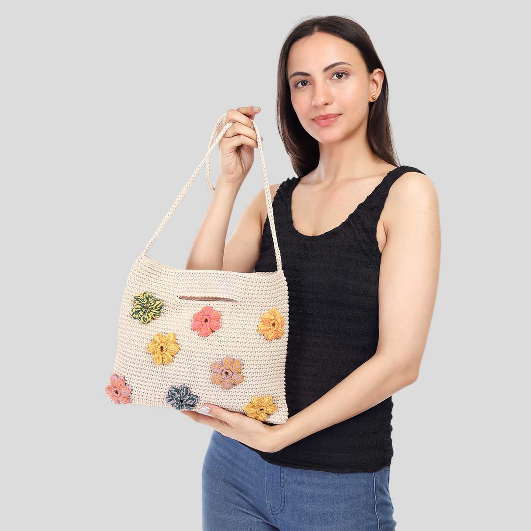 Handmade Crochet Floral La Sling Bag