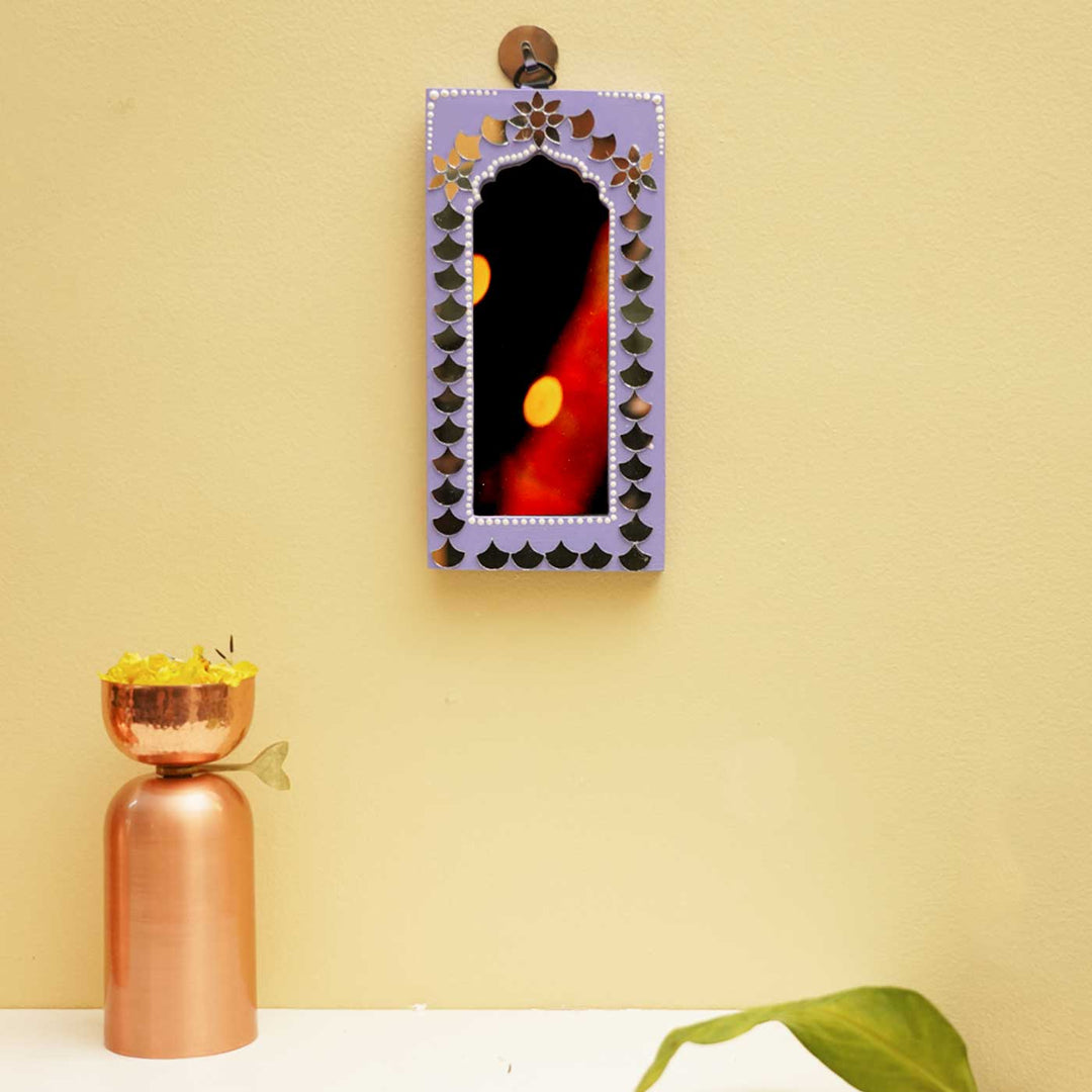 Handmade Purple MDF Jharokha Mirror