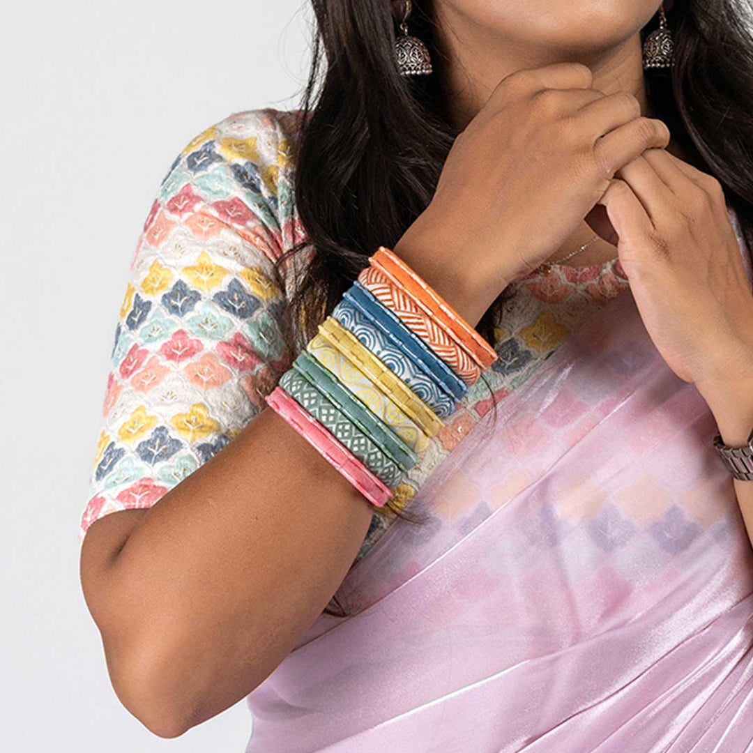 Pastel Handcrafted Ruhi Hand Painted Bangles | Set of 9