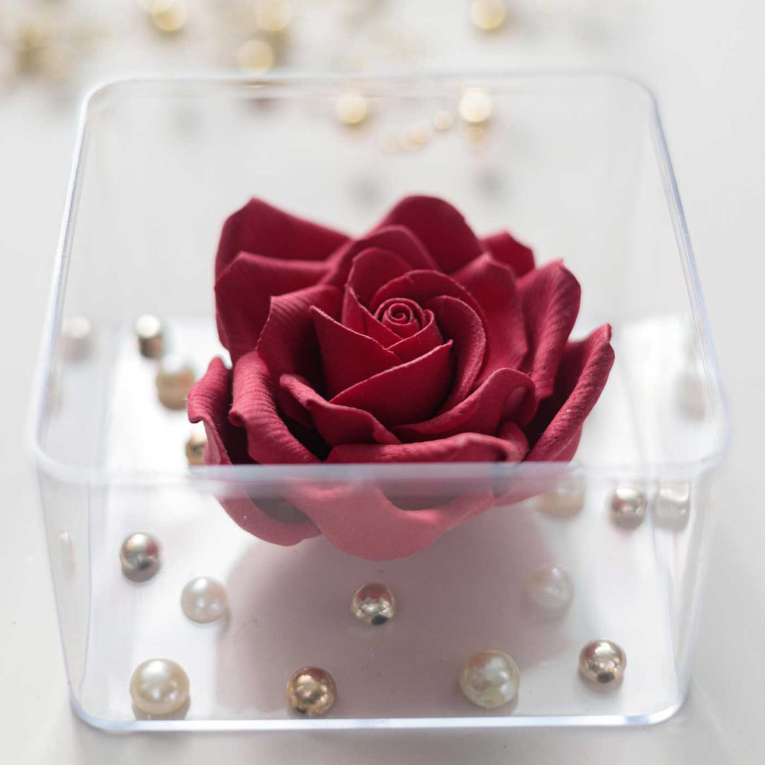 Handmade Forever Red Rose Realistic Deco Clay Table Decor