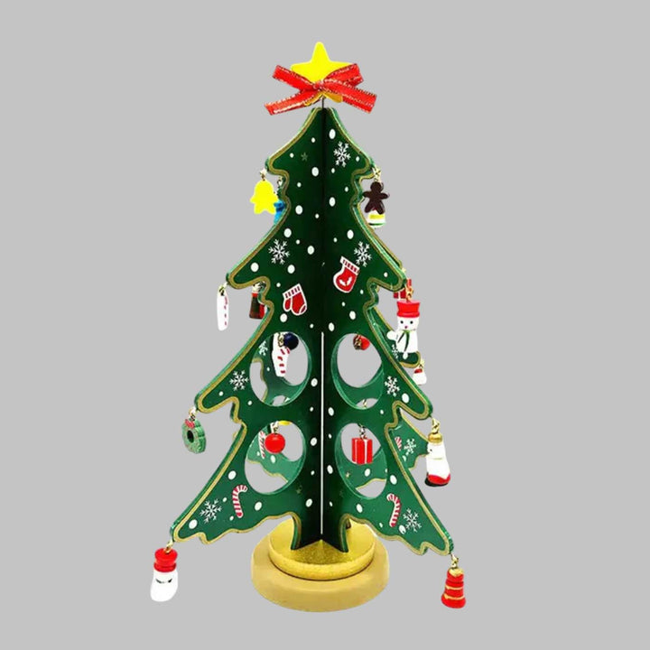 3D Winter Wonderland Xmas Tree With 20 Ornaments Wooden DIY Decor