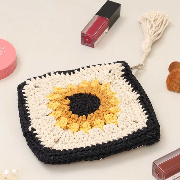 Handmade Crochet Sunflower Pouch