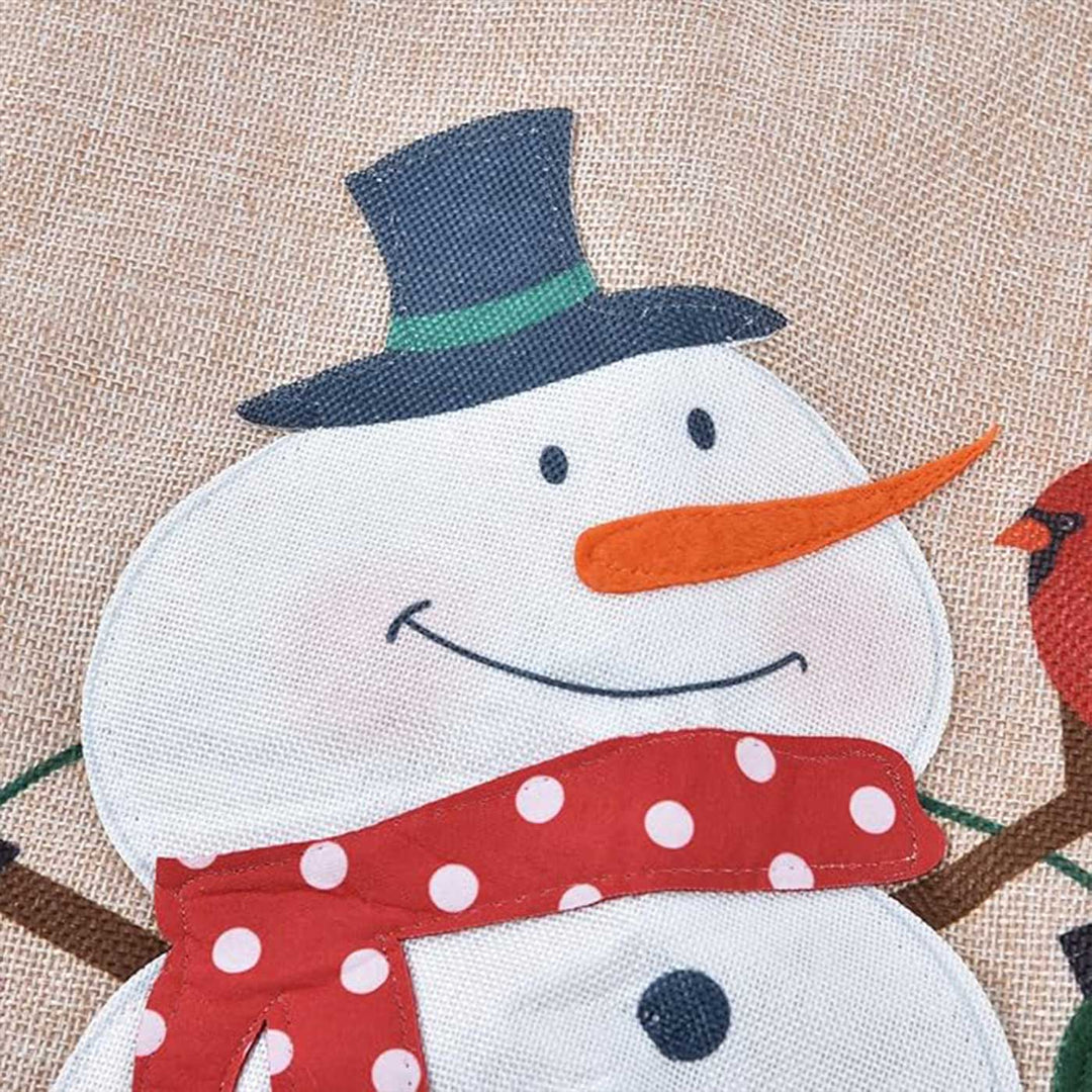 Personalized Snowman’s Embrace Linen Tree Skirt For Christmas Tree Decoration