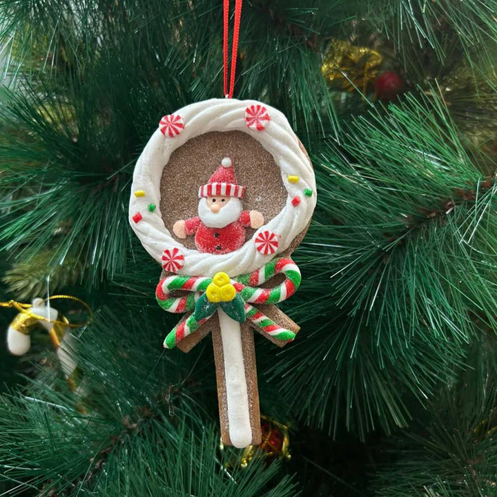 Handmade Santa Lollipop Clay Ornaments For Christmas Tree Decoration