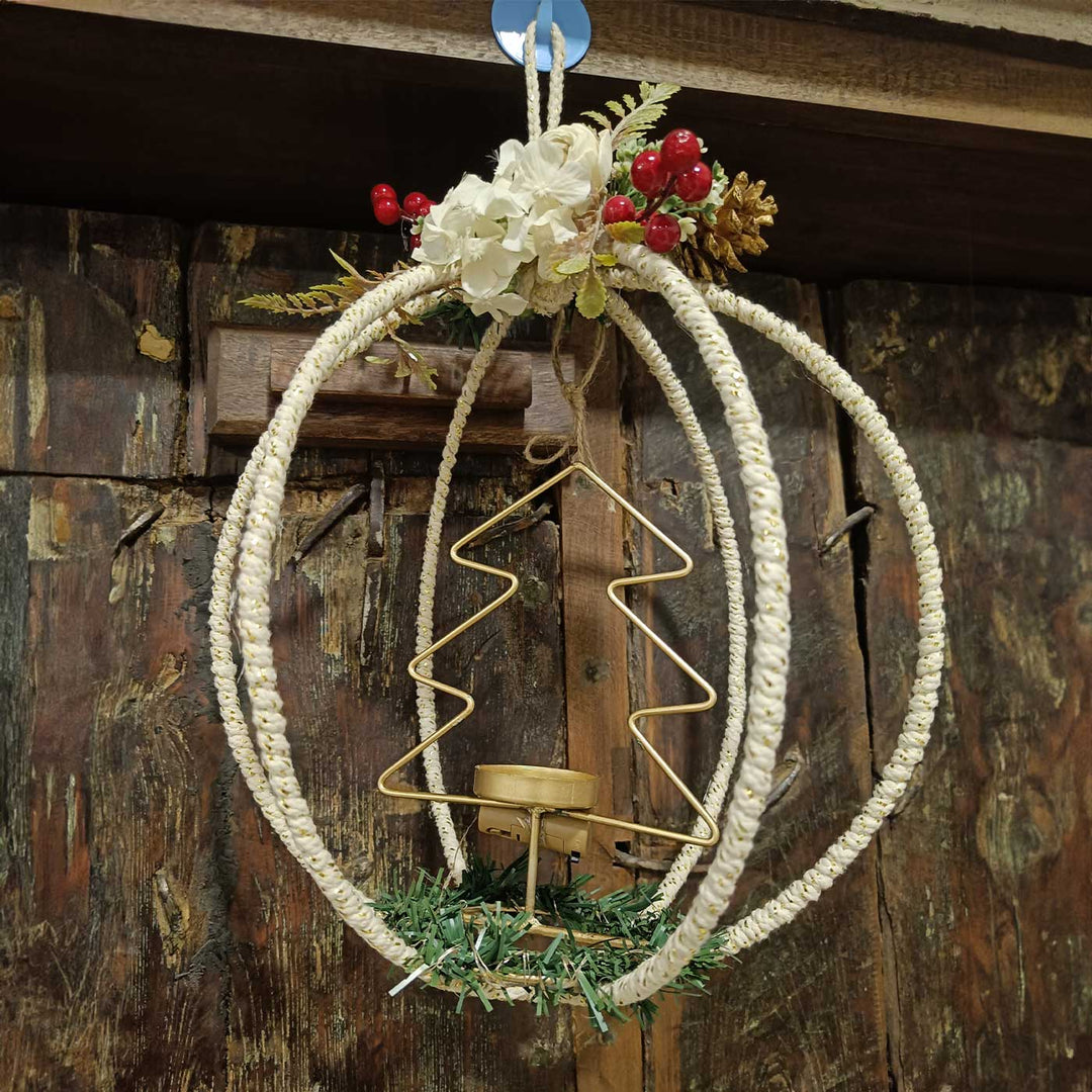 Handmade Round Macrame Hanging For Christmas Wall Decoration