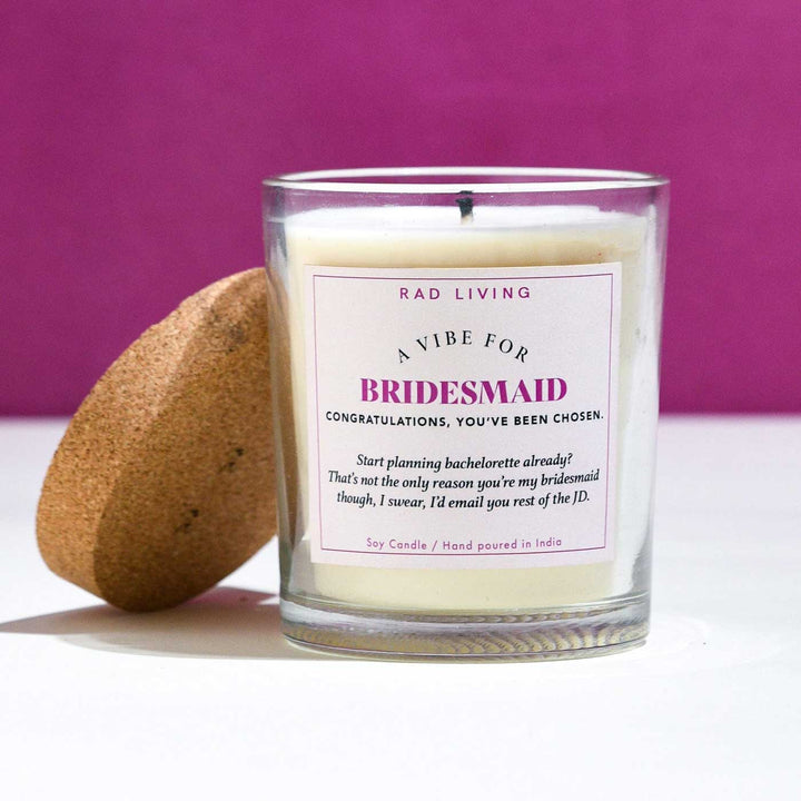 Hand Poured Bridesmaid Peach Mimosa Scented Soy Wax Candle