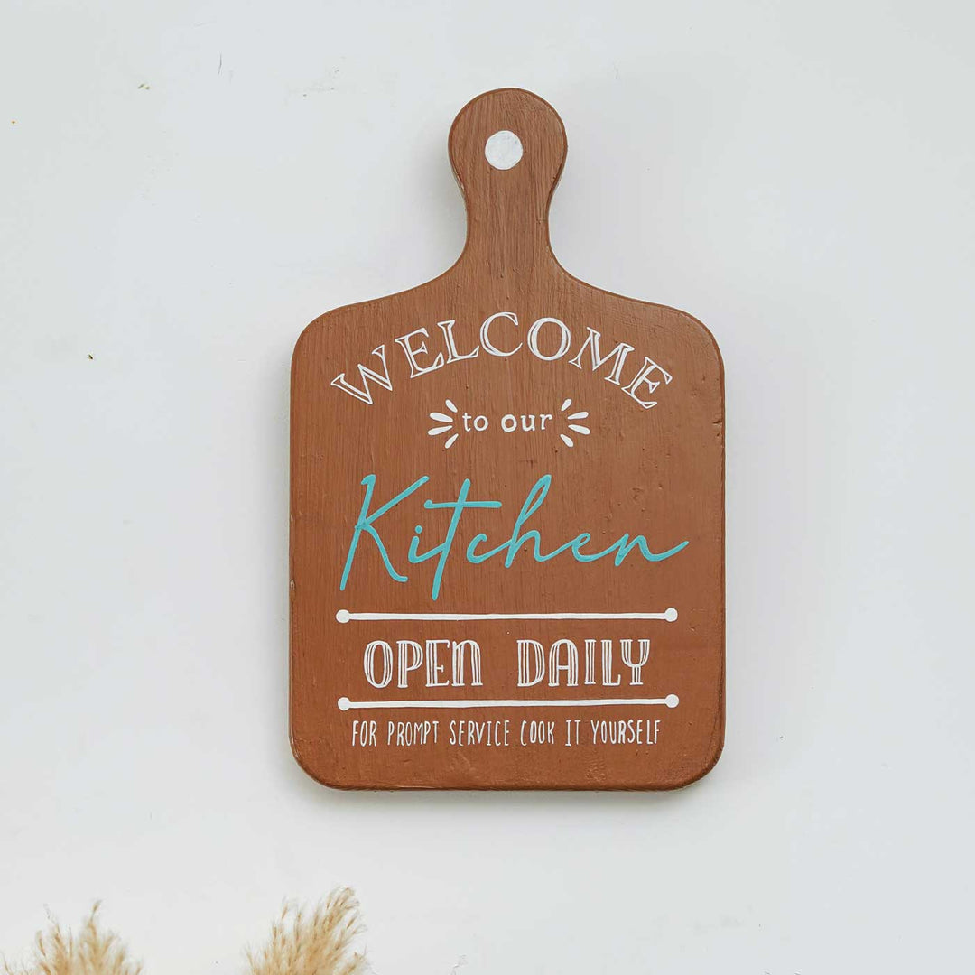 Handmade "Welcome To Our Kitchen" Wooden Chopping Board Signage