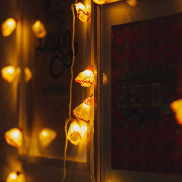 Handmade Crochet Orange Frock Fairy Light