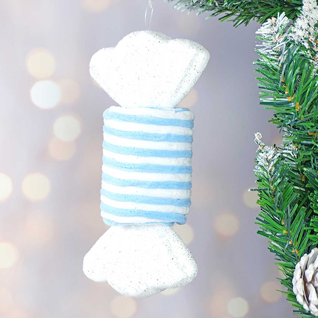 Handmade Trio Pastel Blue Candyland Themed Ornaments For Christmas Tree Decoration | Set Of 6