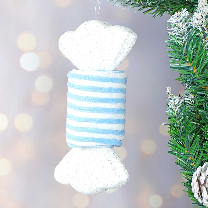 Handmade Trio Pastel Blue Candyland Themed Ornaments For Christmas Tree Decoration | Set Of 6