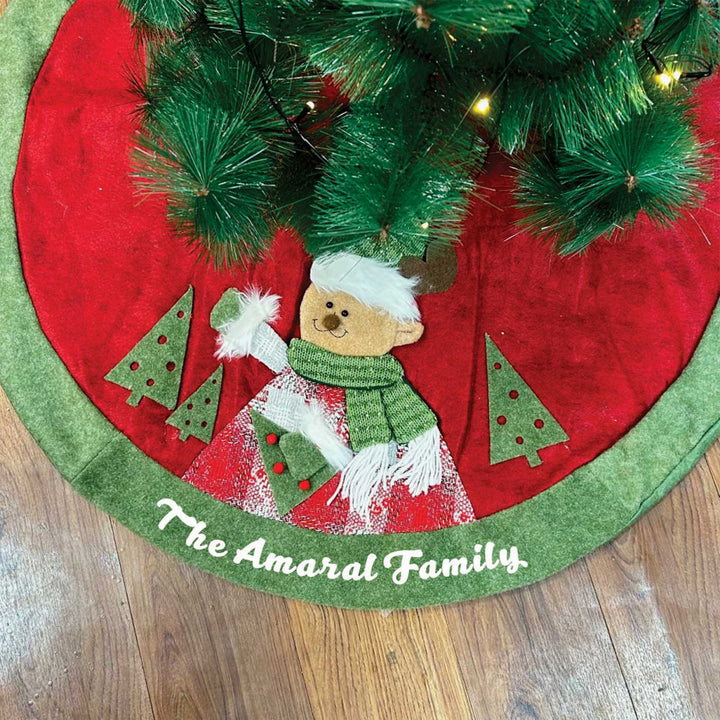 Personalized Reindeer's Winter Wrap Felt Tree Skirt For Christmas Tree Decoration