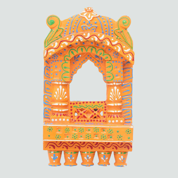 Handmade Traditional Light Orange Wooden Jharokha