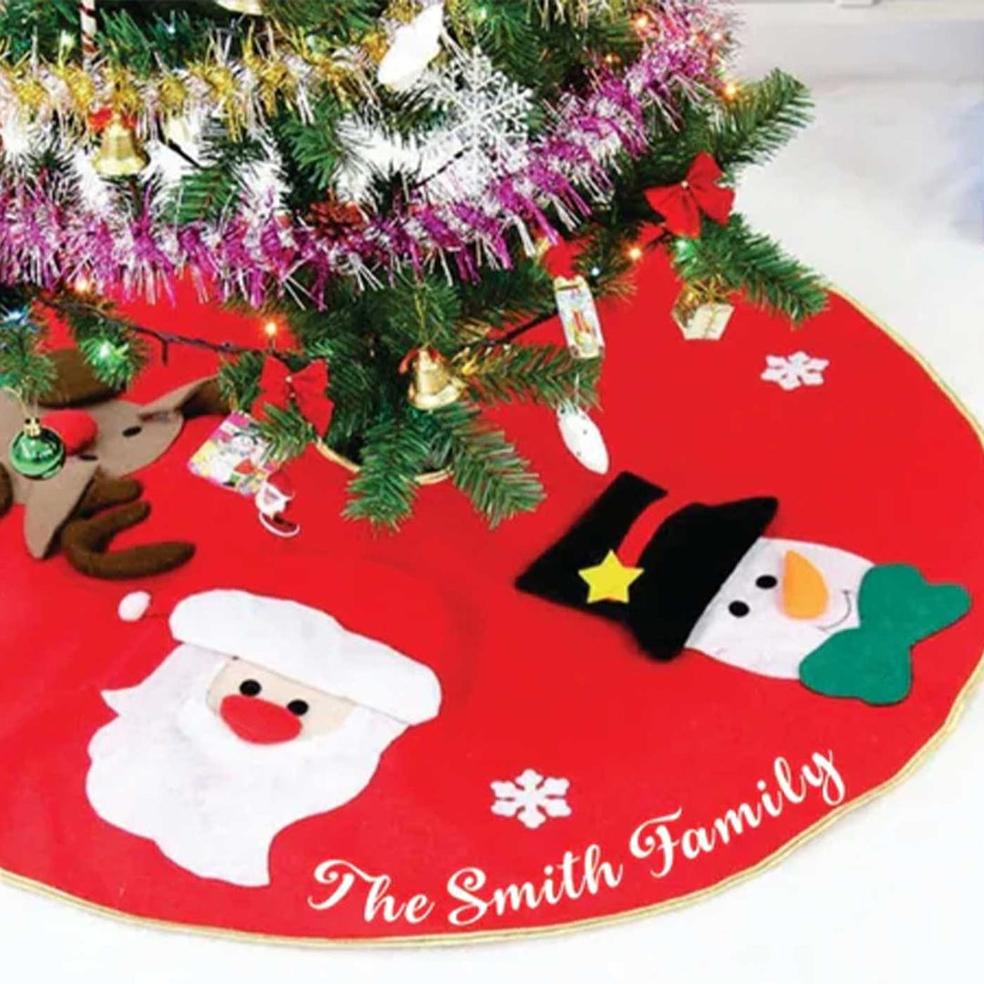 Personalized Santa & Friends Felt Tree Skirt For Christmas Tree Decoration