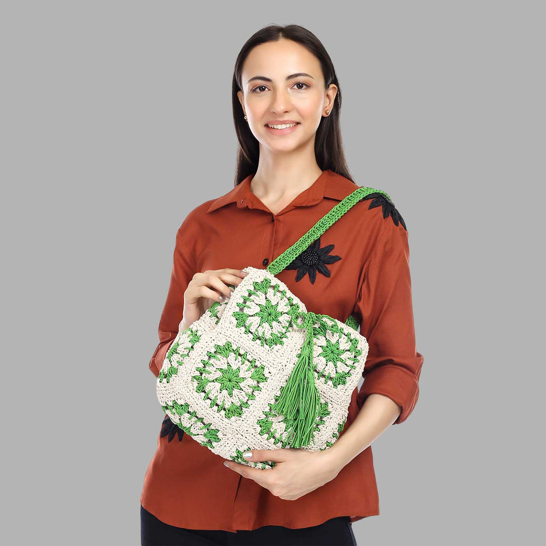 Handmade Crochet Green St. Patrick Shoulder Bag