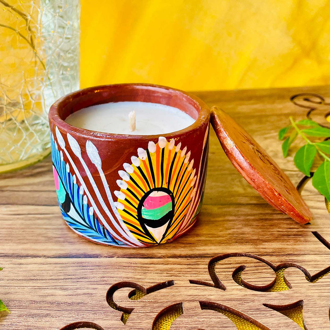 Hand-Painted Patachitra Gulshan Single Wick Scented Candle