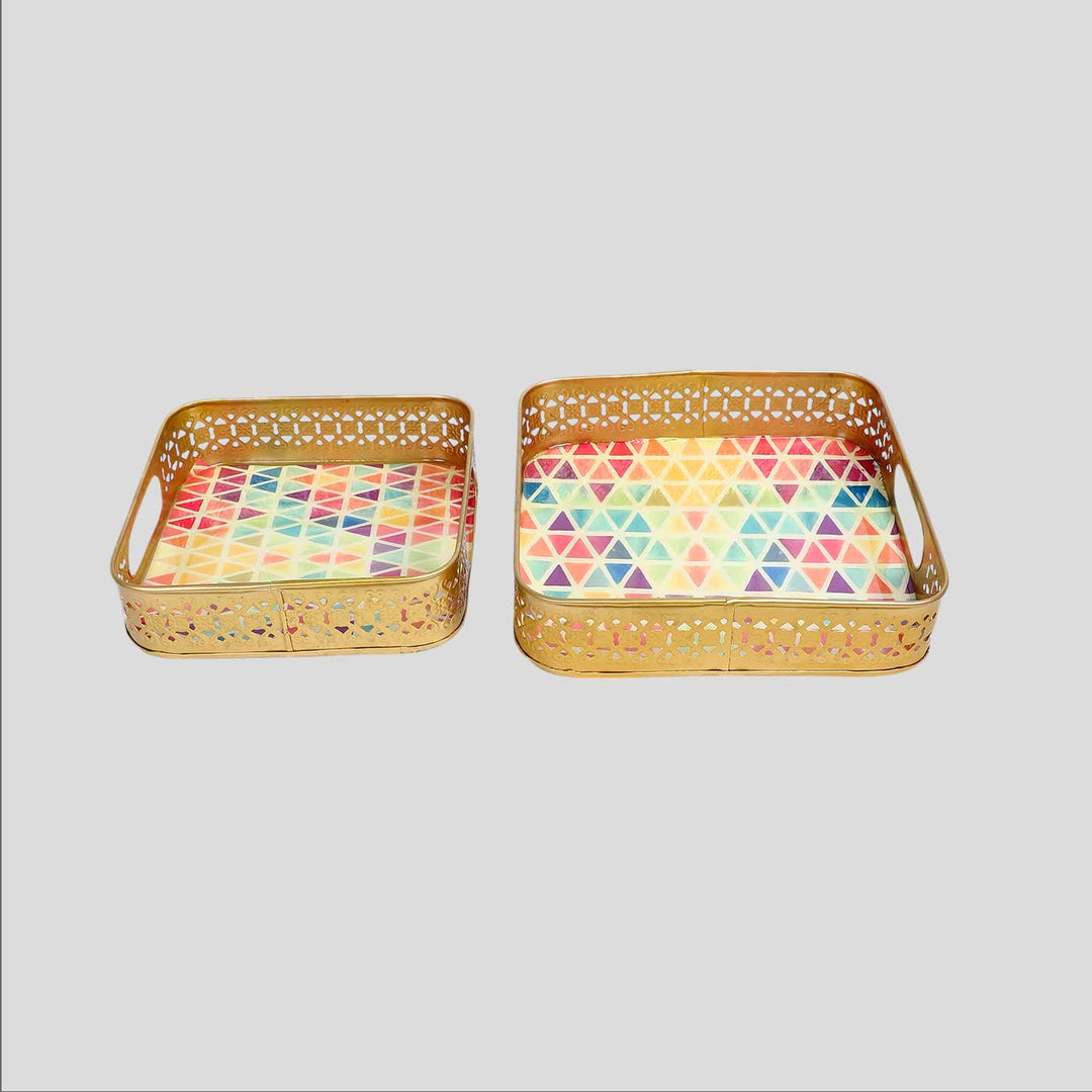 Handmade Multicolor Triangle Tray | Set Of 2