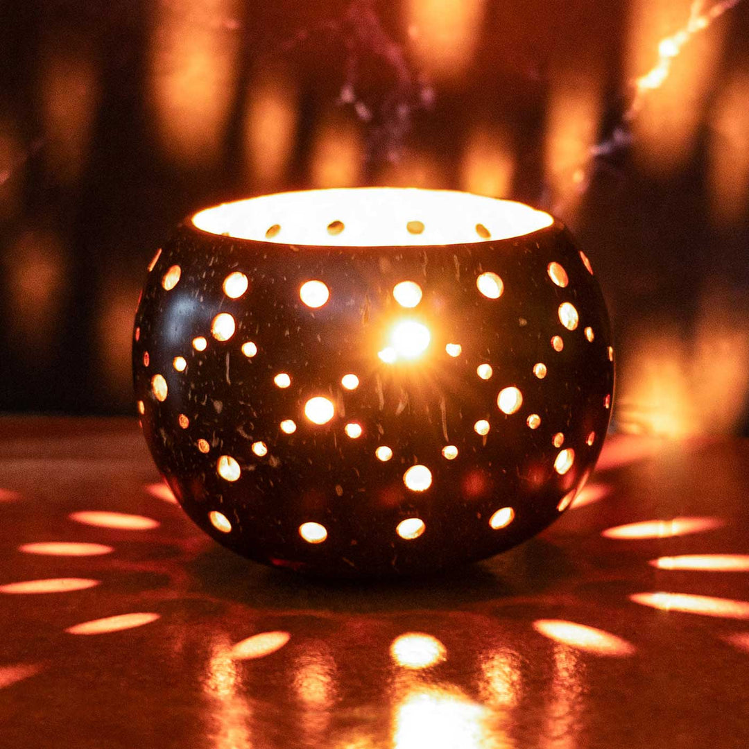 Festive Coconut Shell Tealight Holder