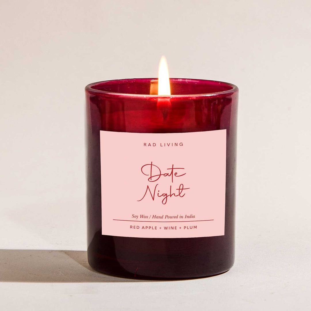 Hand Poured Date Nights Red Apple, Wine & Plum Scented Soy Wax Candle