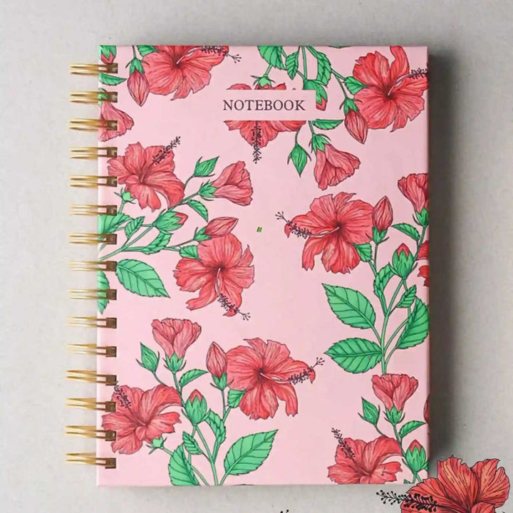 Handmade Gudhal Pink Spiral Notebook and Notepad Set | 80 Pages