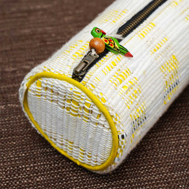 Handmade Eco-friendly Upcycled Yellow Zip Pouch