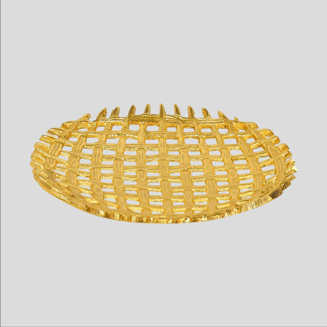 Handmade Golden Round Aluminium Serving Platter