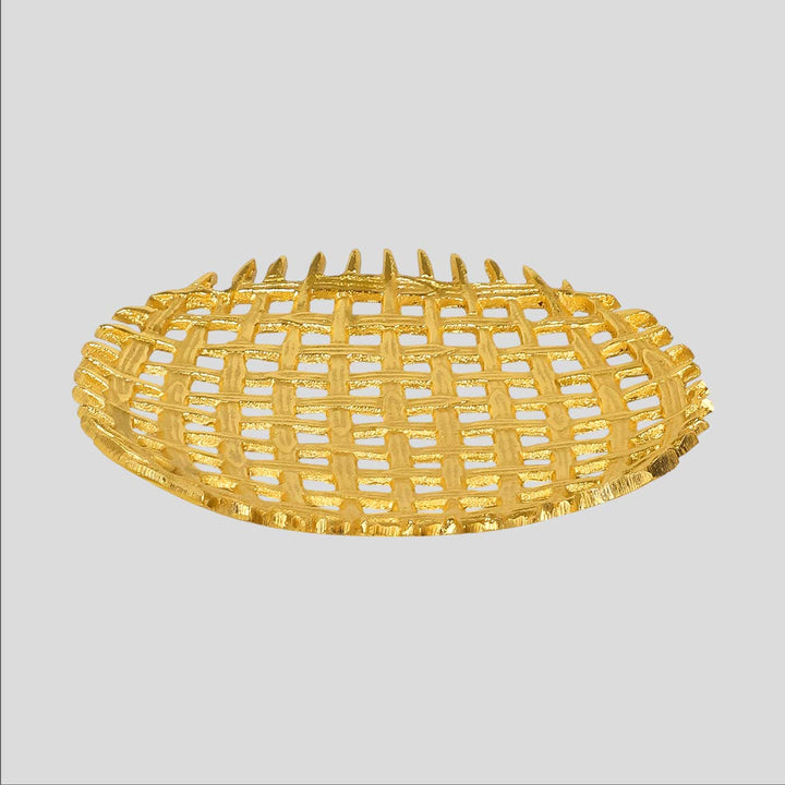 Handmade Golden Round Aluminium Serving Platter