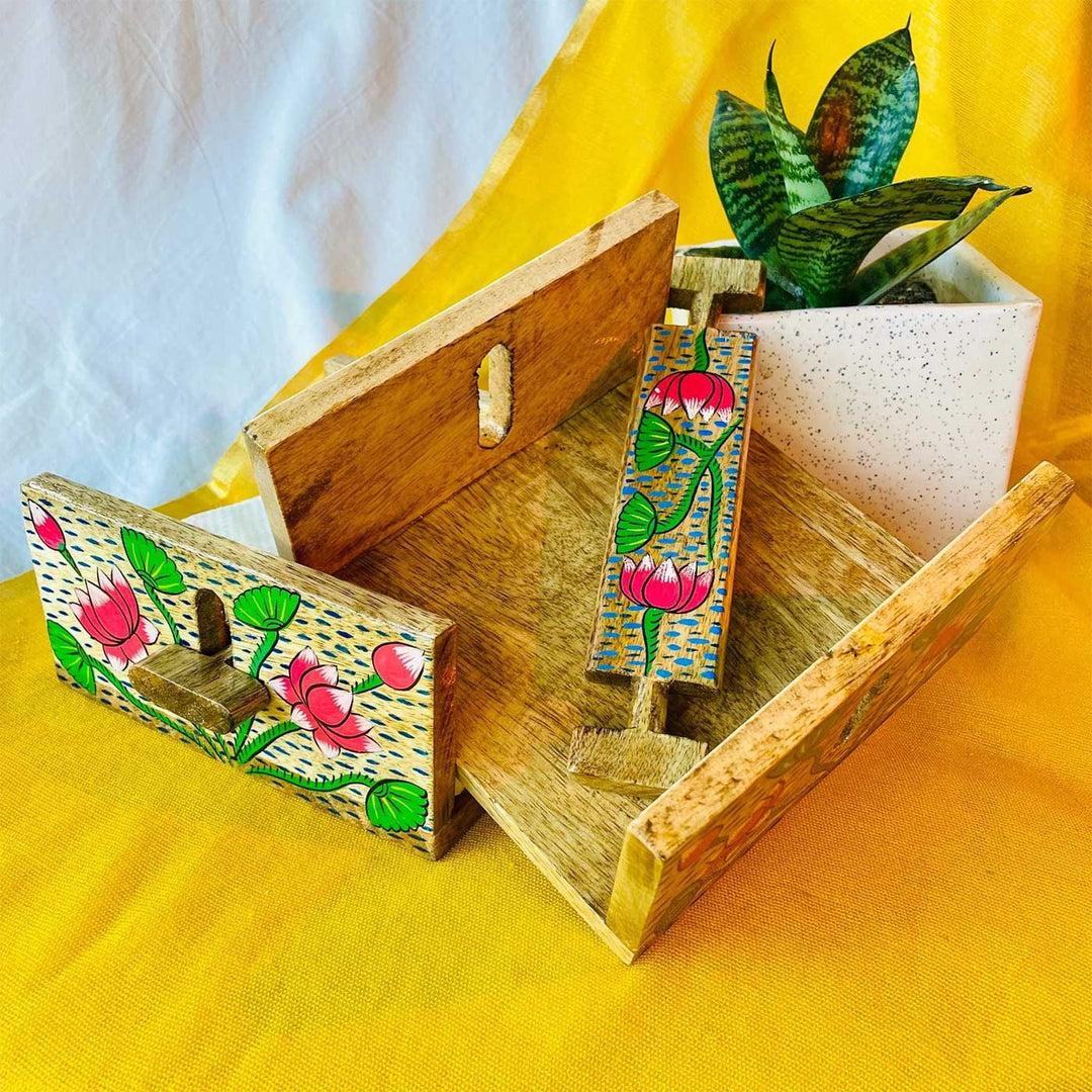 Hand-Painted Pattachitra Padmini Wooden Napkin Holder