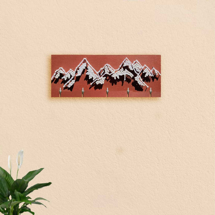 Handmade String Art Brown Mountain Theme Mdf Wood Key Hanger