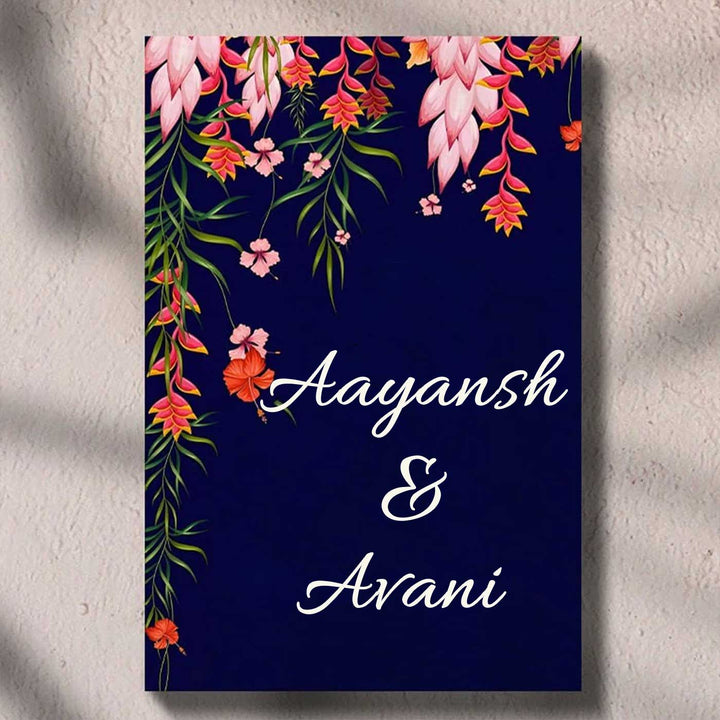 Printed Spring Floral Wooden Vertical Nameplate