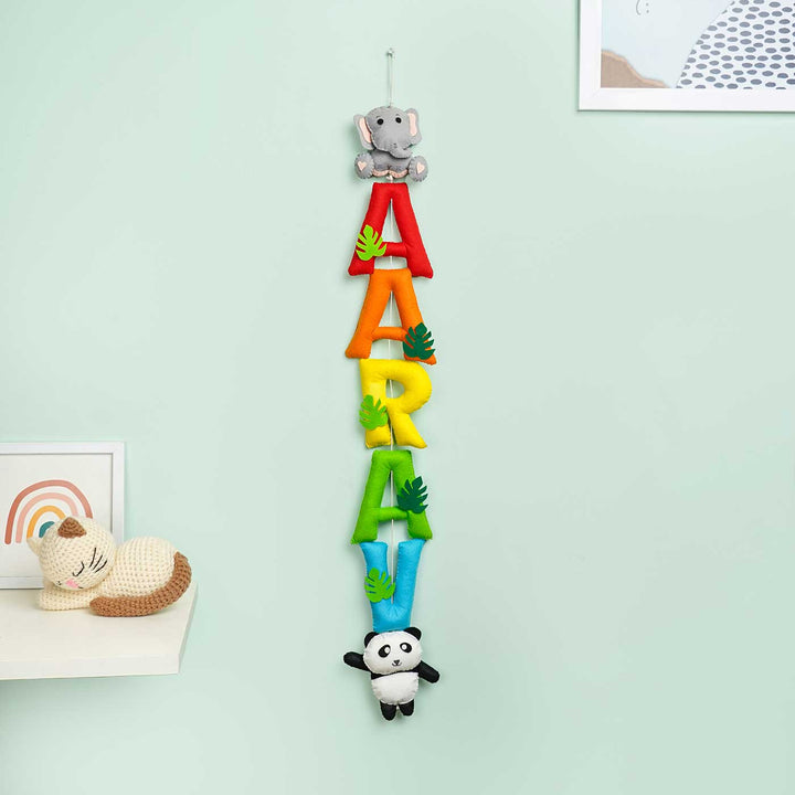 Handcrafted Personalized Ele & Panda Themed Bunting For Kids