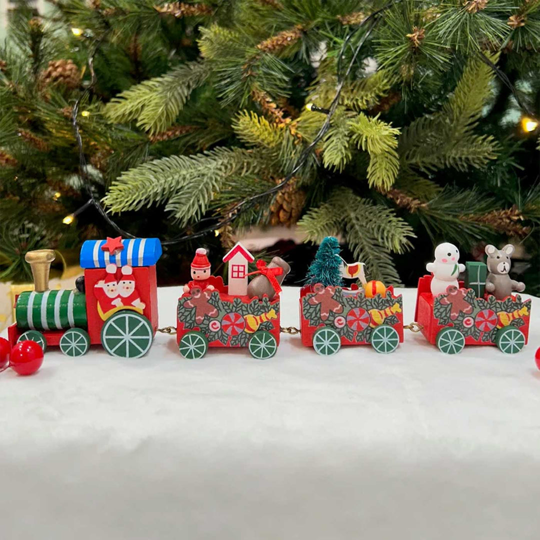 Holiday Surprise Train Wooden Table Decor For Christmas Decoration