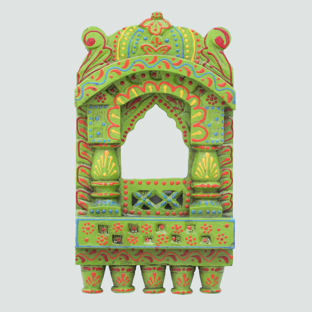 Handmade Traditional Green Wooden Jharokha