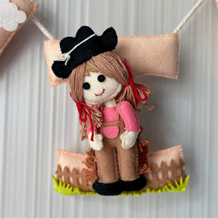 Personalized The Wild West Cow Girl Felt Bunting / Garland For Kids