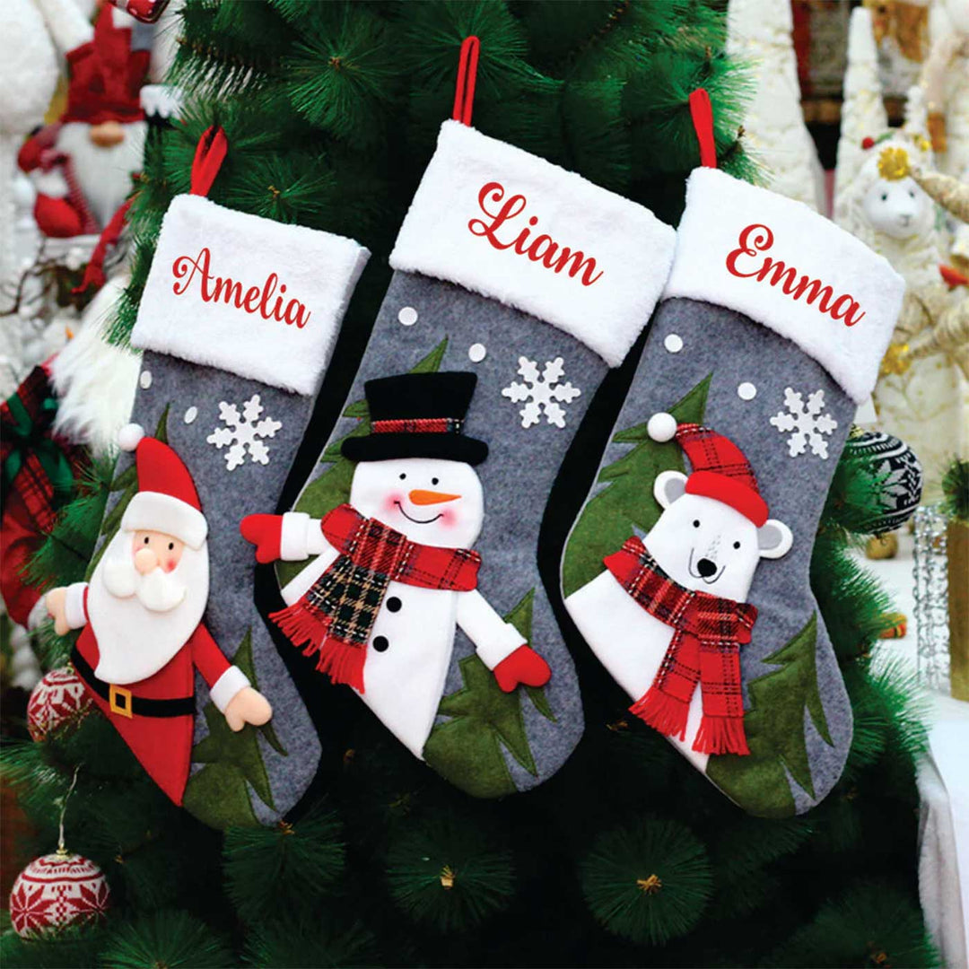 Personalized Winter Wonderland Felt & Fur Stockings For Christmas Decoration