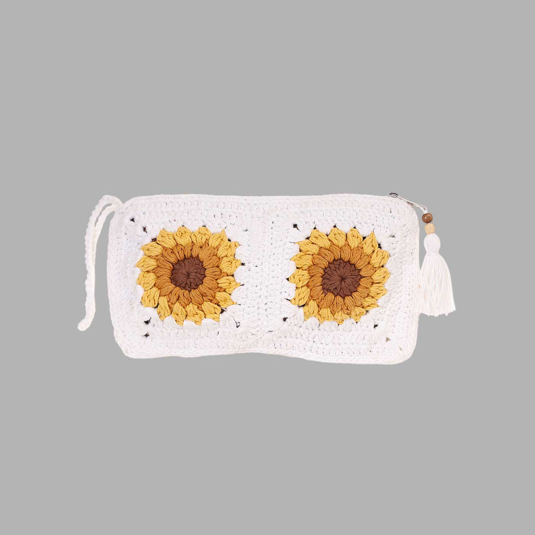 Handmade Crochet Sunflower Pouch