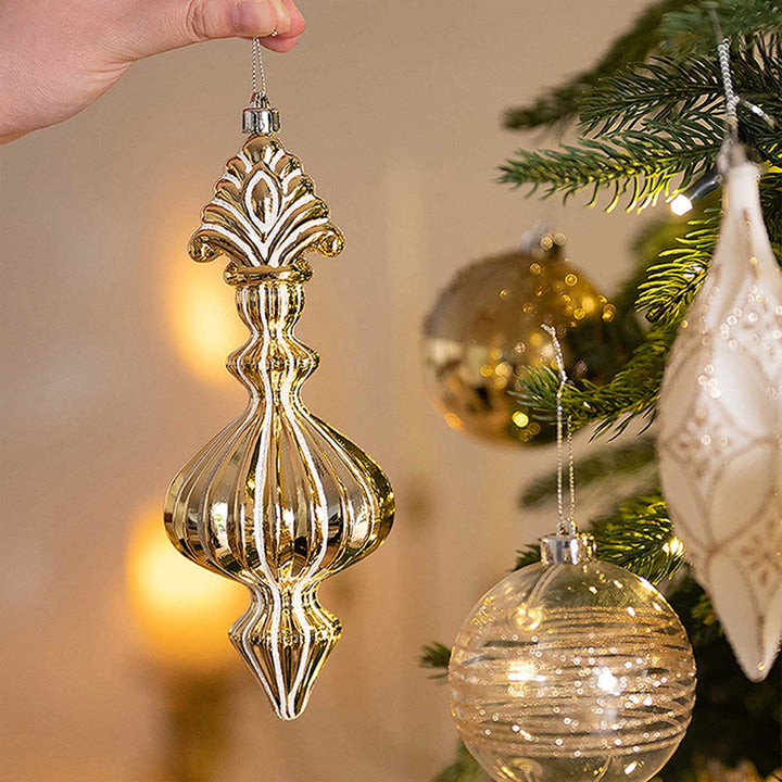 Classic Gold & White Chandelier themed Christmas Ball Ornaments For Decoration | Set of 70