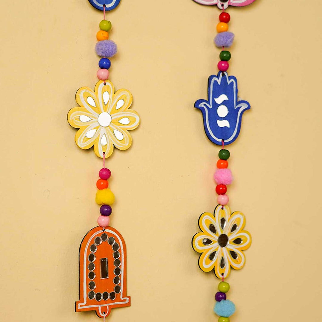 Handmade Hamsa Hand Wooden Hanging | Set of 2