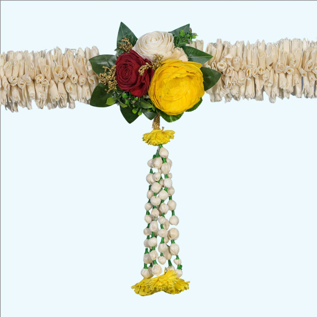 Handmade Sukanya White & Yellow Shola Flower Toran