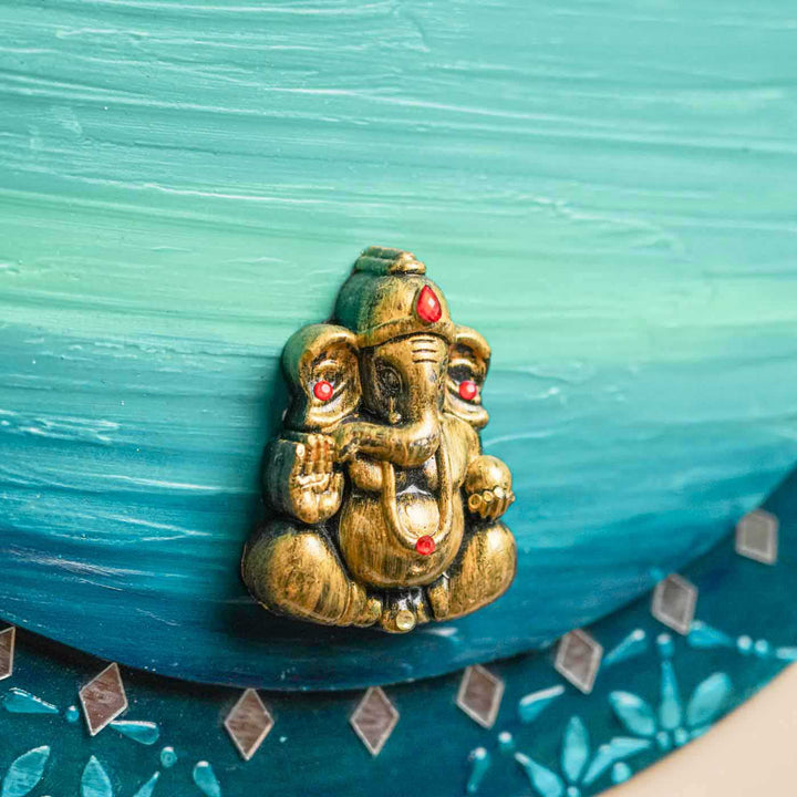 Personalized Round Ganesha Theme Mdf Wood Name Plate