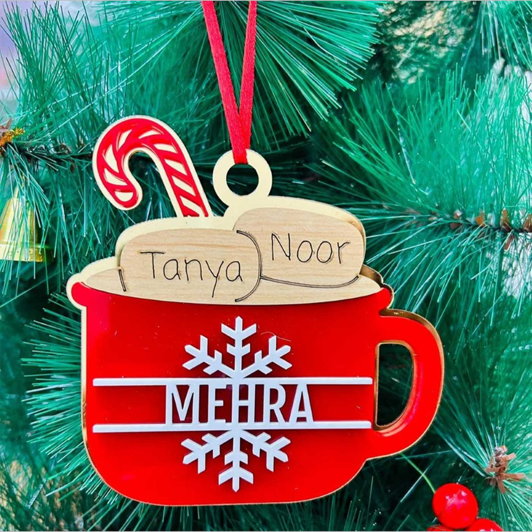 Personalized Hot Cocoa Cup Acrylic Ornaments For Christmas Tree Decoration